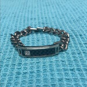 Men's Black Bracelet with Silver Accents